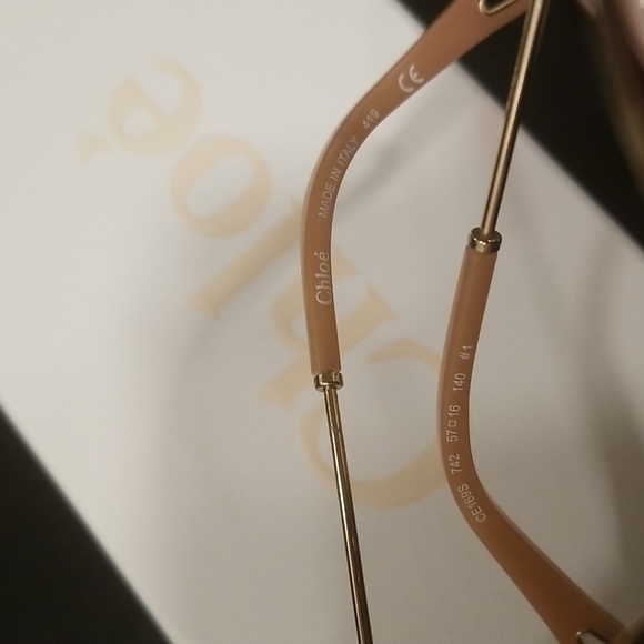 💕CHLOE💕 Delilah Sunglasses ~ Gold Frame Gradient Brown Lenses CE169742 New - Picture 16 of 16